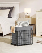 Laundry basket - With removable laundry bag - Metal frame - Gray
