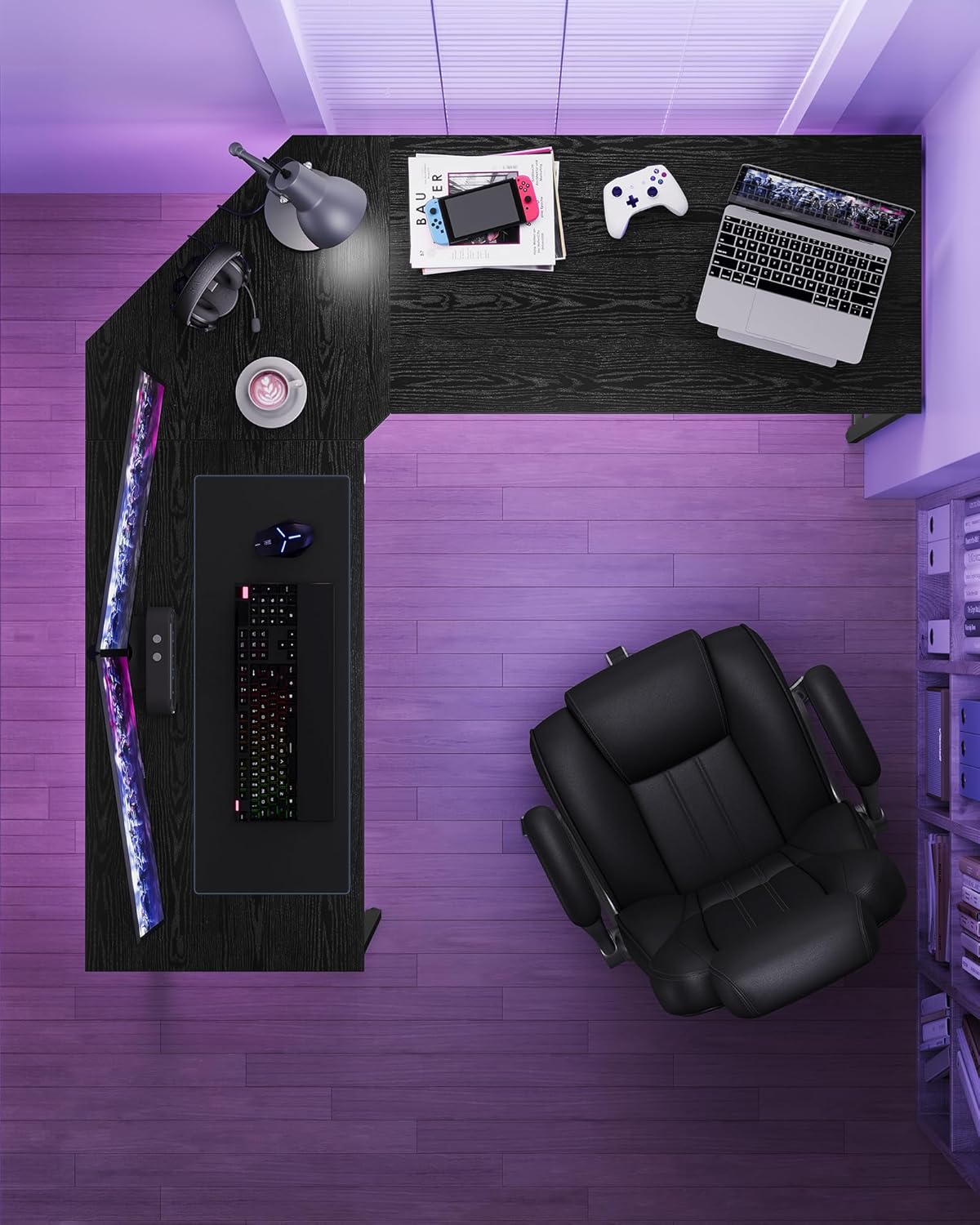 L-shaped desk, easy to set up