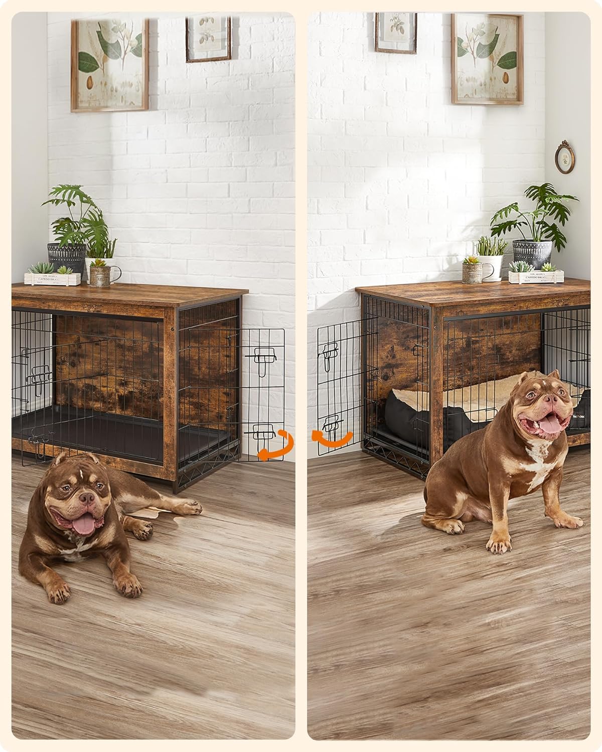 Dog Cage - Bench - Extra strong - Wood/metal frame - Brown