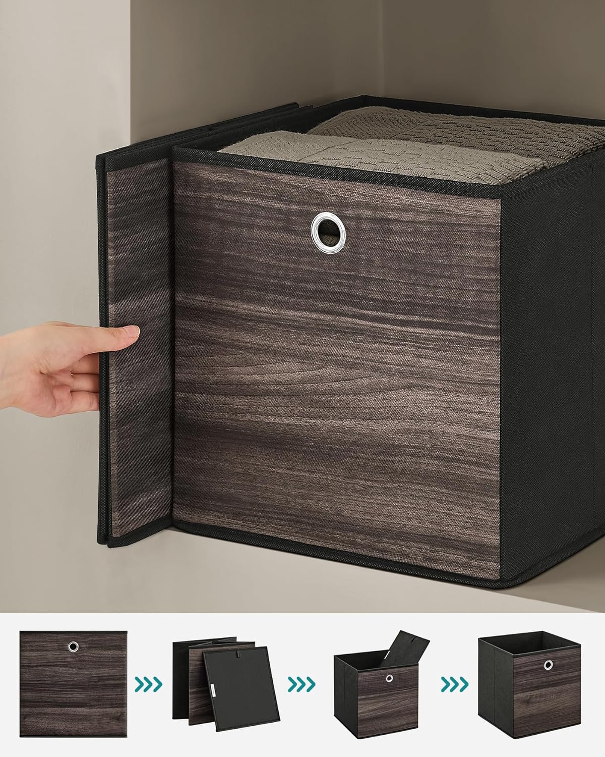Storage boxes - Storage boxes - Set of 6 - Dark brown