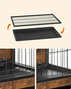 Dog Cage - Bench - Extra strong - Wood/metal frame - Brown