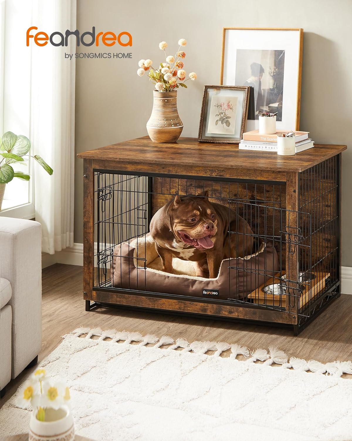 Dog Cage - Bench - Extra strong - Wood/metal frame - Brown