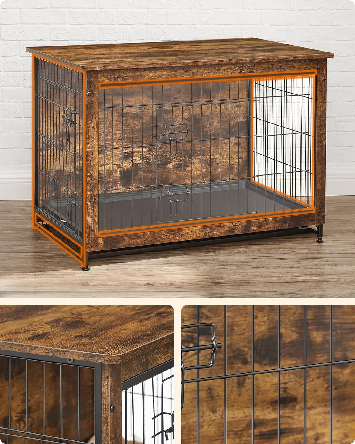 Dog Cage - Bench - Extra strong - Wood/metal frame - Brown