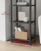 Bookcase - Living room cabinet - With 4 levels - Open shelves - Black
