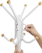 Coat rack - Metal clothes hanger - With 12 hooks - White