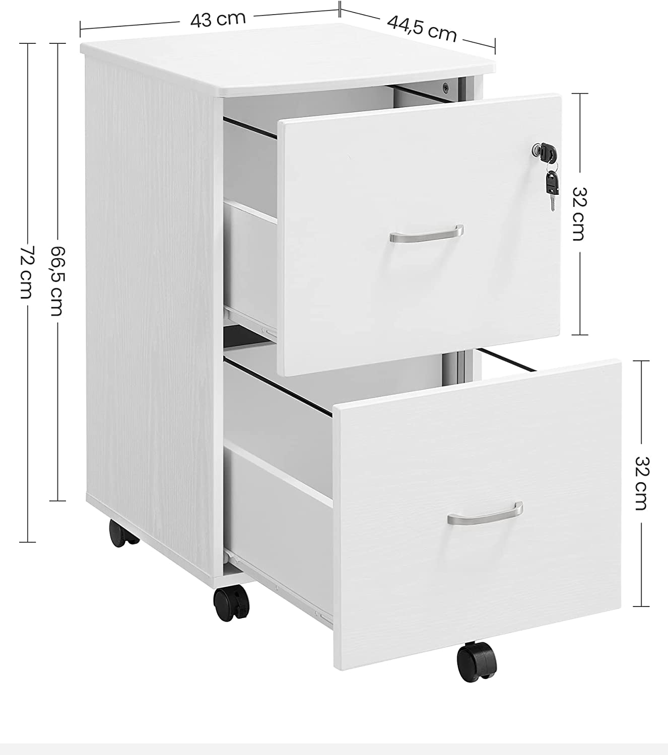 Archive cabinet - Roll container - With adjustable hanging folders - White