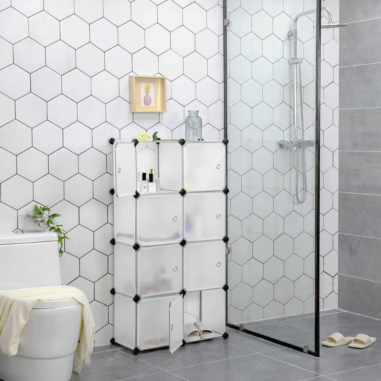 Racking system - 9 cubes - With doors - Wardrobe and shoe rack - White