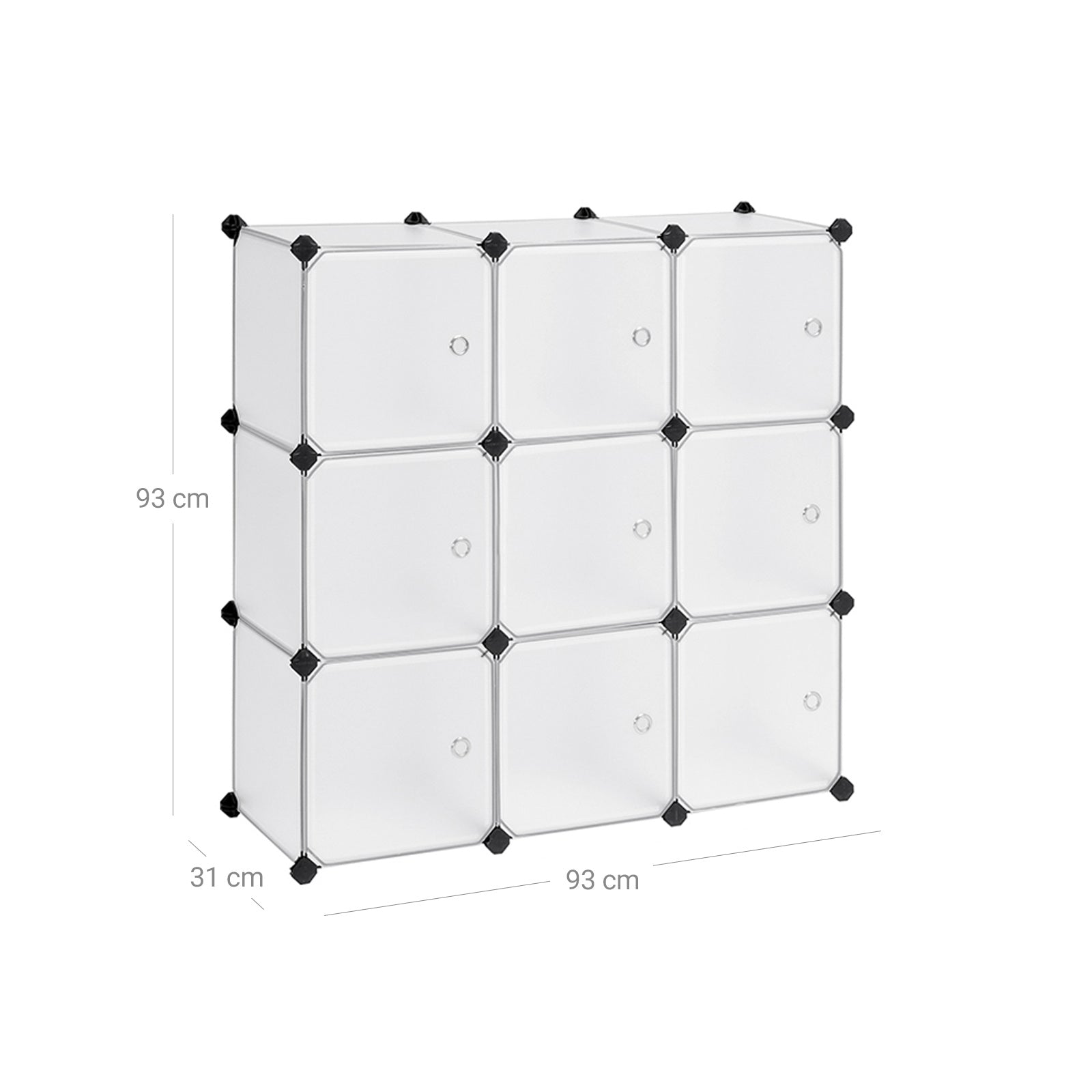 Racking system - 9 cubes - With doors - Wardrobe and shoe rack - White