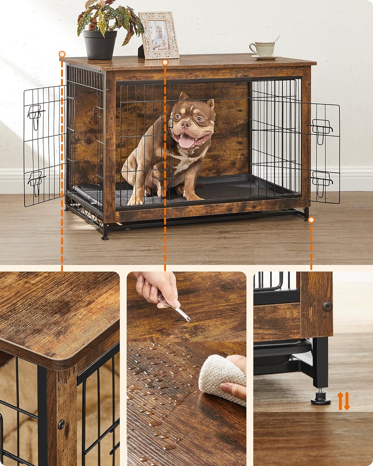 Dog Cage - Bench - Extra strong - Wood/metal frame - Brown