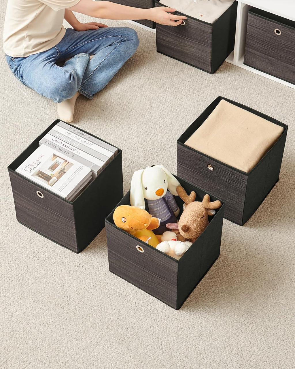 Storage boxes - Storage boxes - Set of 6 - Dark brown