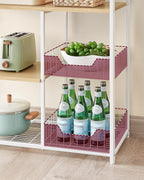 Kitchen rack - Kitchen cupboard - Storage cupboard - 4 levels - Metal frame - Wooden boards - White