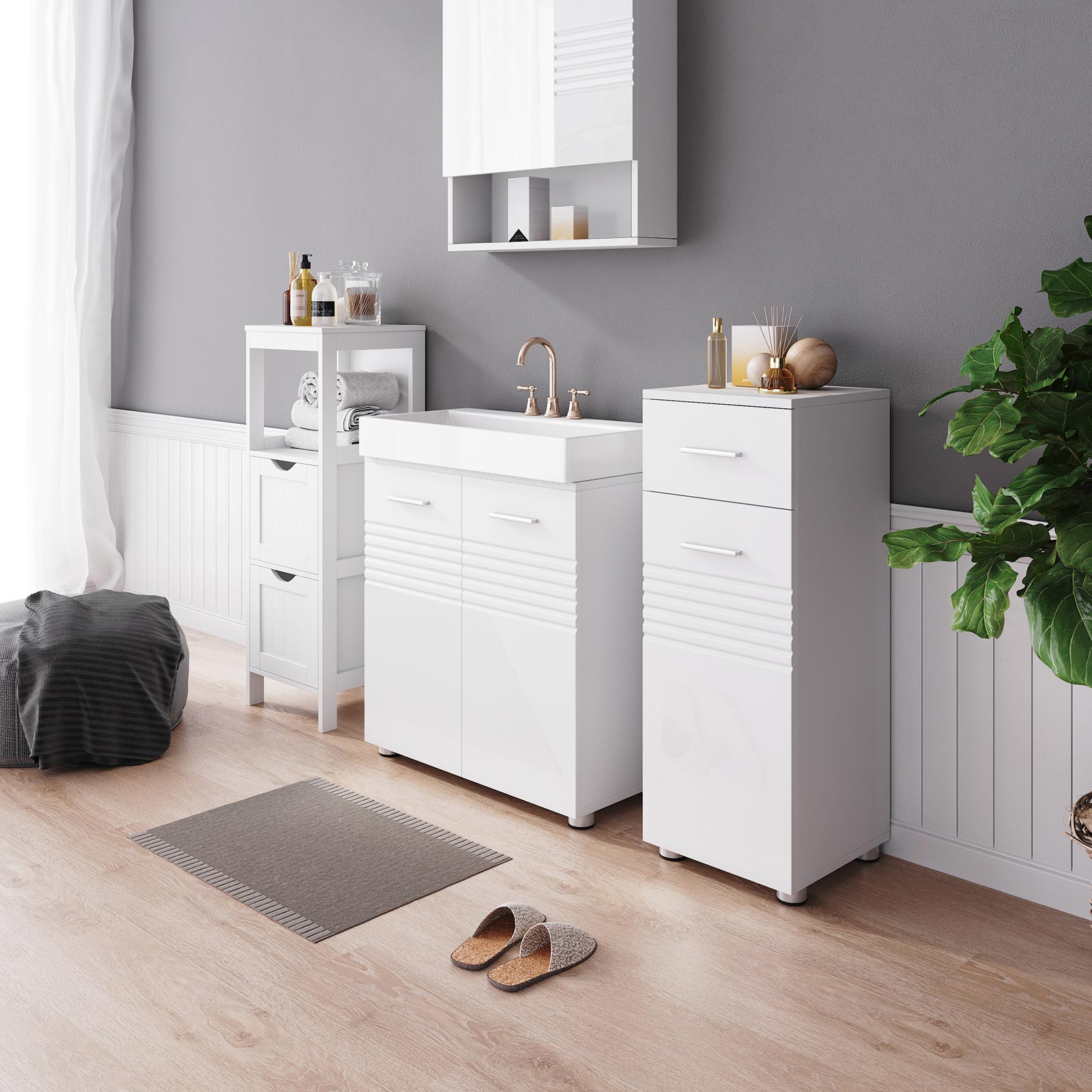 Bathroom cabinet - Small - "Modern Notches"