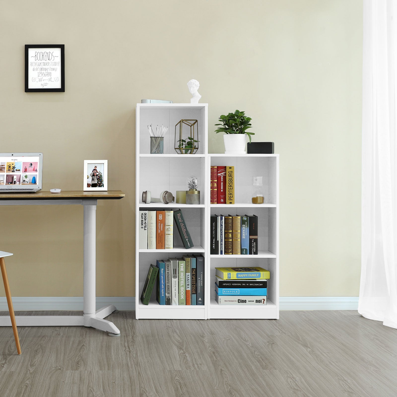 Bookcase - Simple - with 3 compartments - White