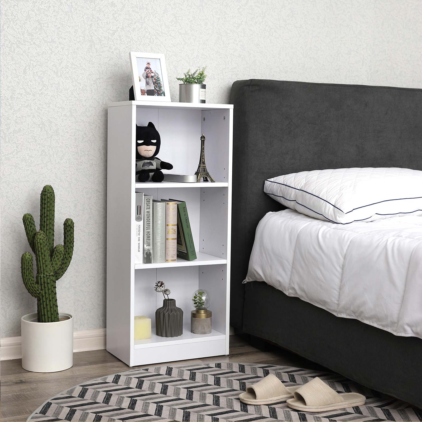 Bookcase - Simple - with 3 compartments - White