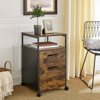 Ladeblok - Office box with 2 drawers - On wheels - Brown/Black