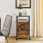 Ladeblok - Office box with 2 drawers - On wheels - Brown/Black