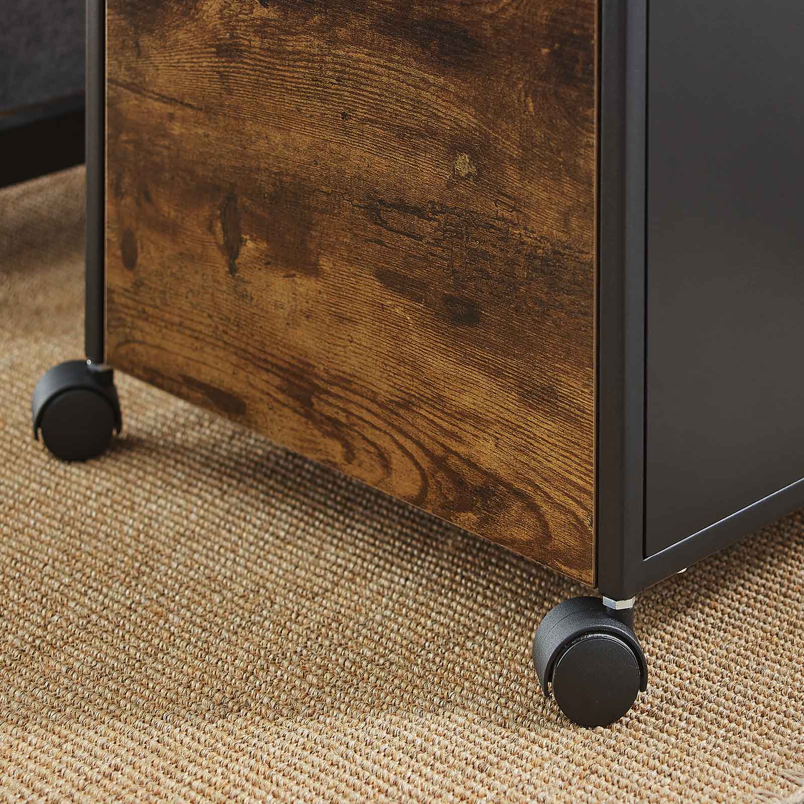 Ladeblok - Office box with 2 drawers - On wheels - Brown/Black