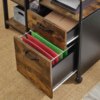 Ladeblok - Office box with 2 drawers - On wheels - Brown/Black