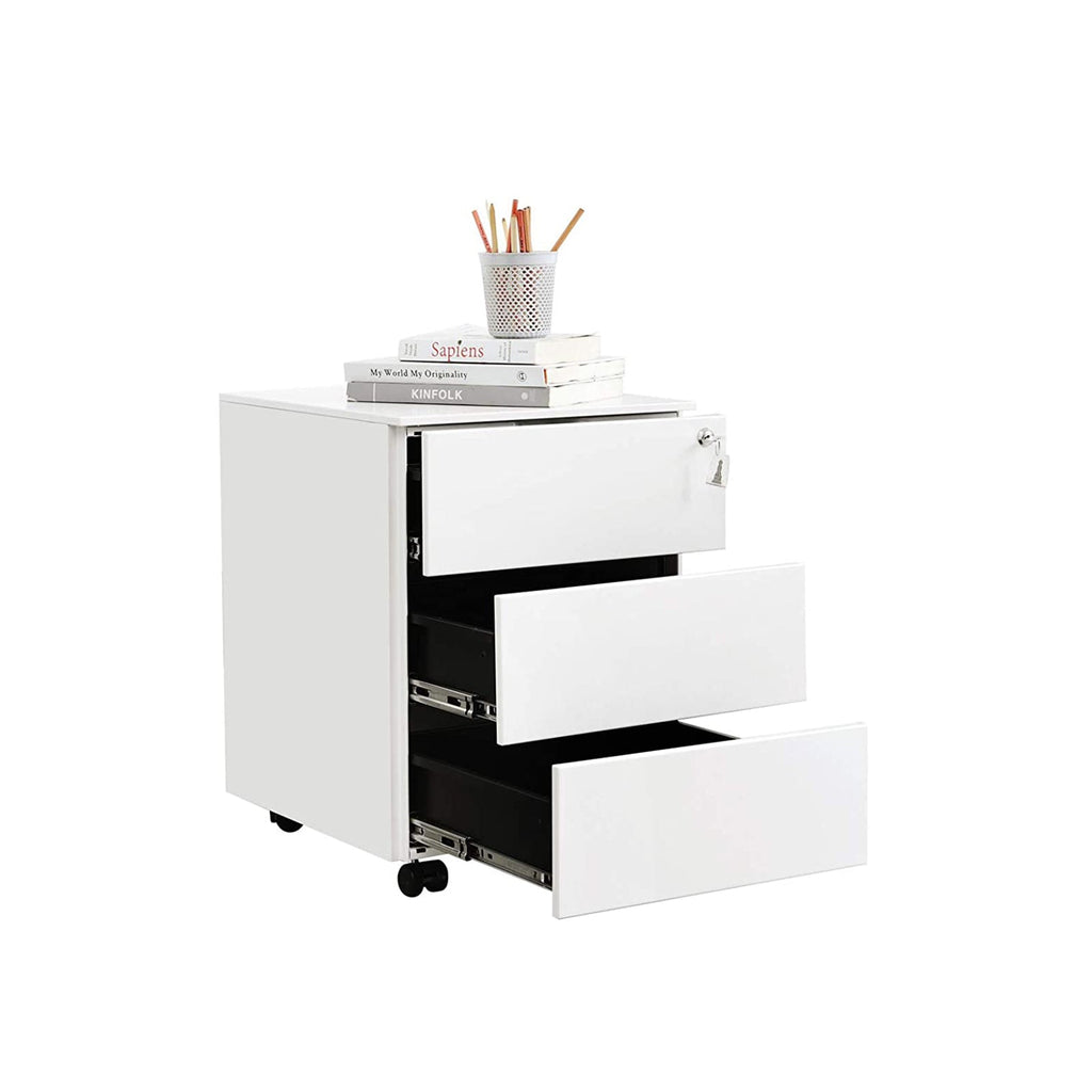 Archive cabinet - drawer unit with 3 lockable drawers - White