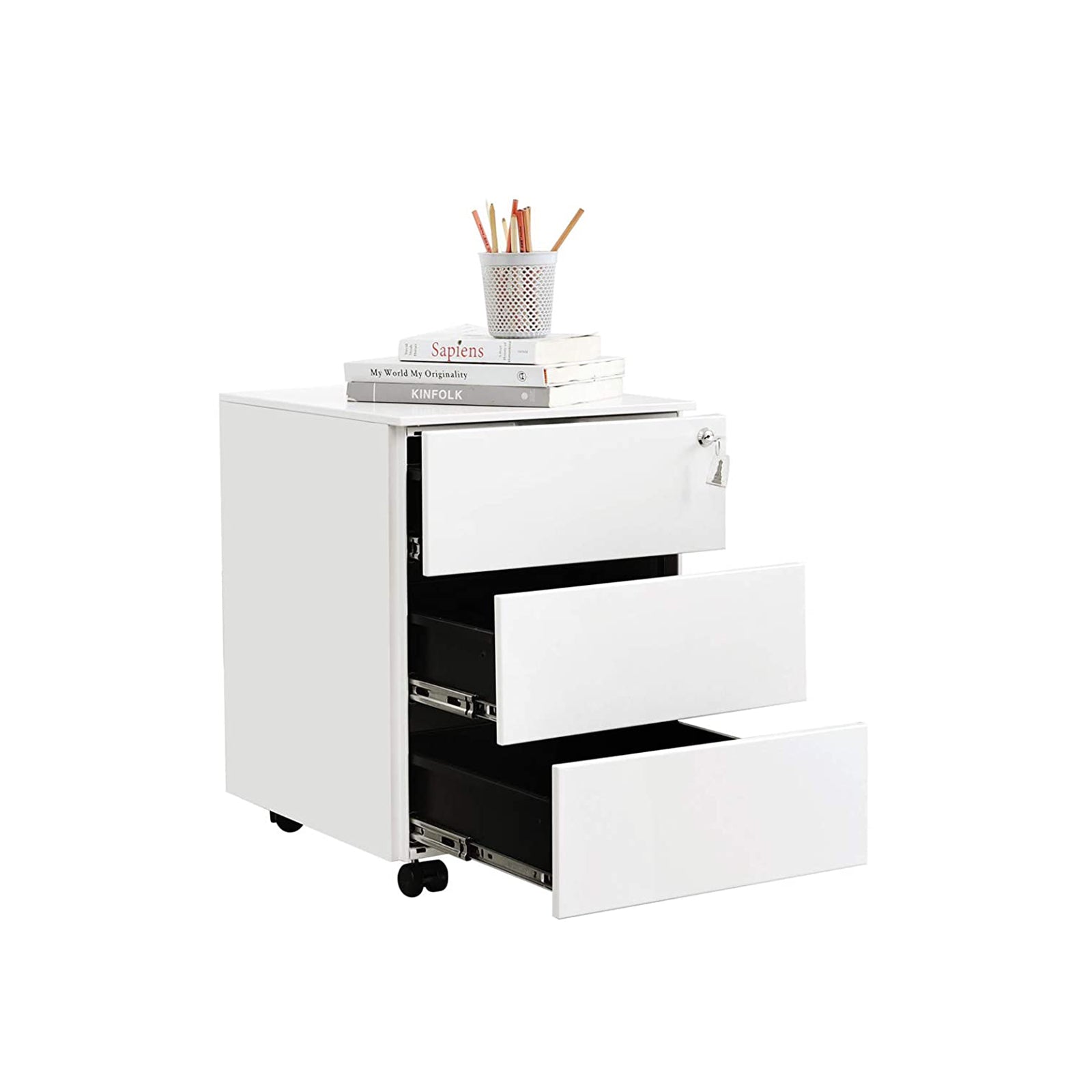 Archive cabinet - drawer unit with 3 lockable drawers - White