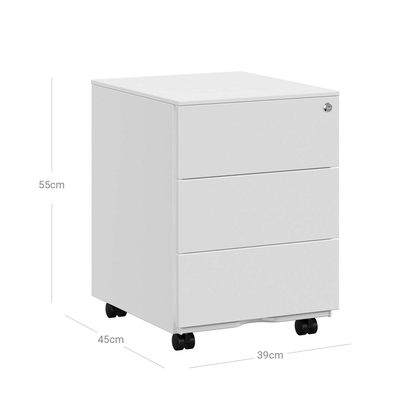 Archive cabinet - drawer unit with 3 lockable drawers - White