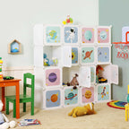 Storage cabinet - Children's cabinet with doors - Plastic shoe rack - White