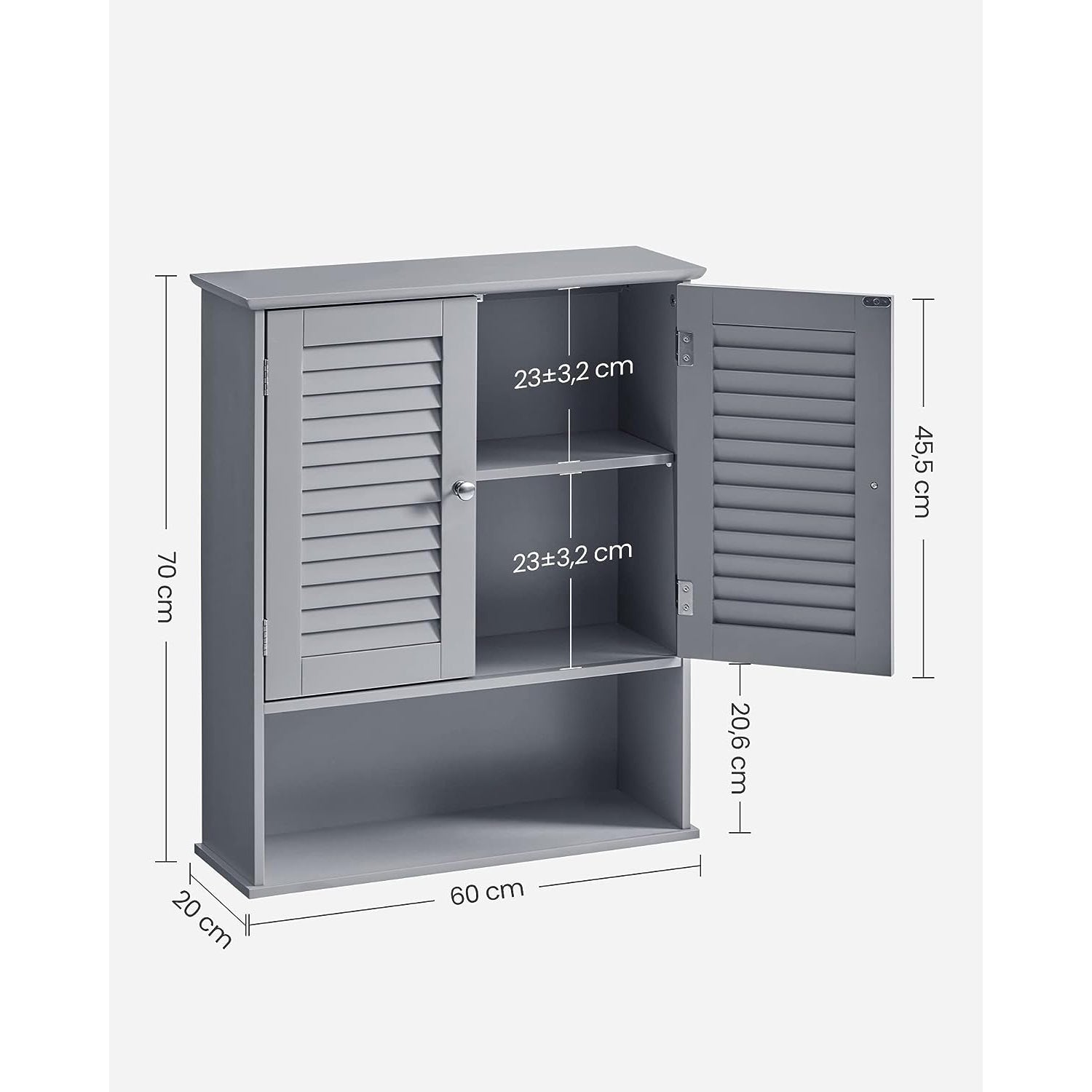 Bathroom furniture - with adjustable shelf and slat doors
