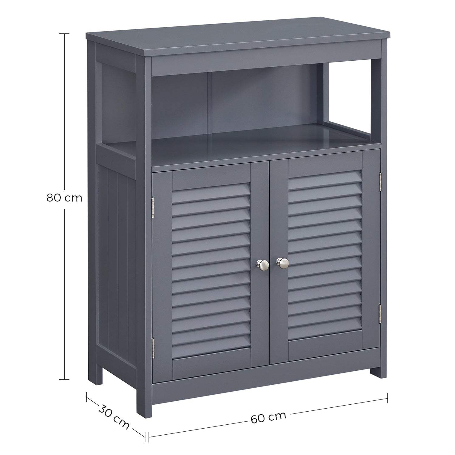 Bathroom cabinet - Kitchen cupboard with open compartment - Gray