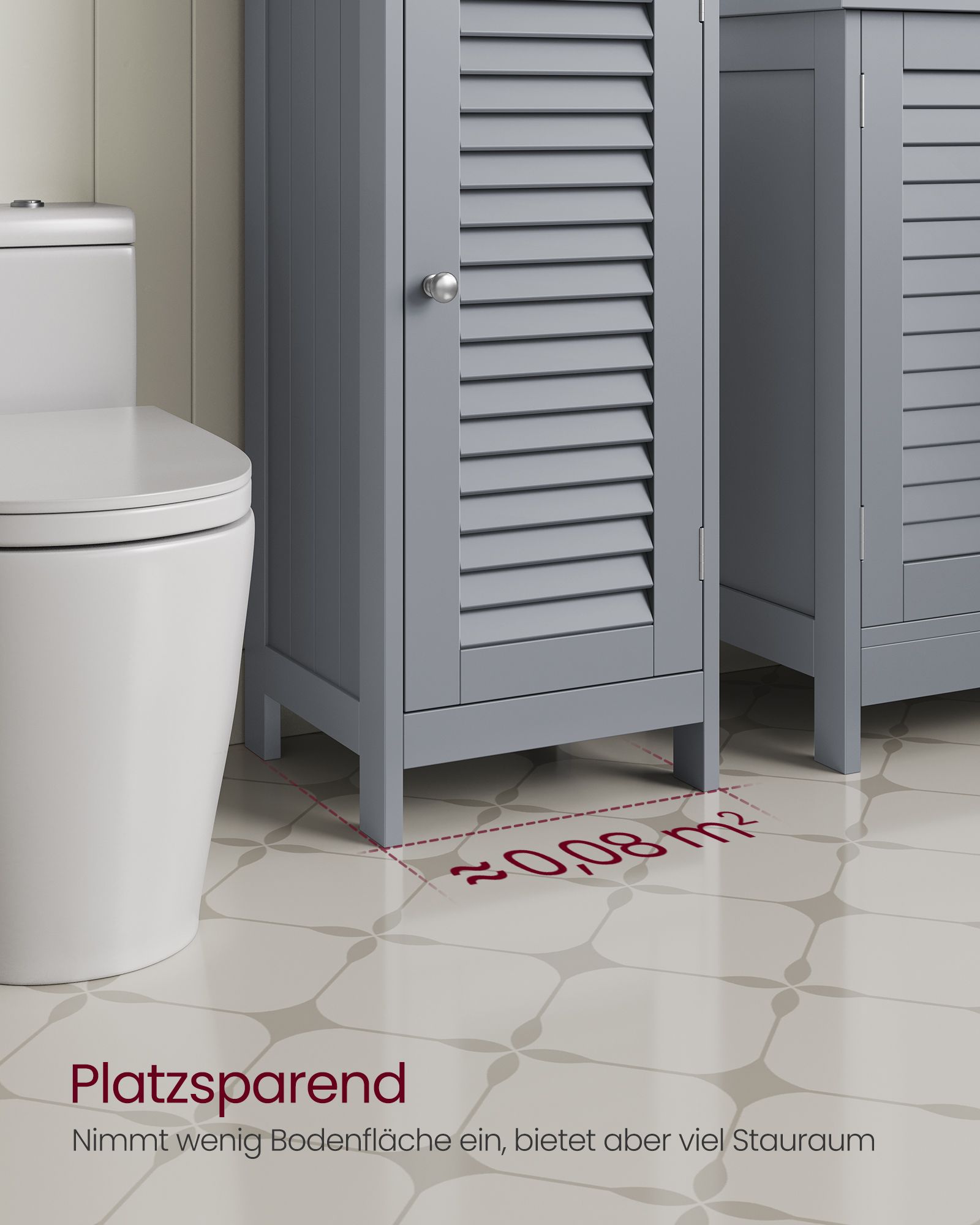 Bathroom furniture - narrow - with drawer and louvre door