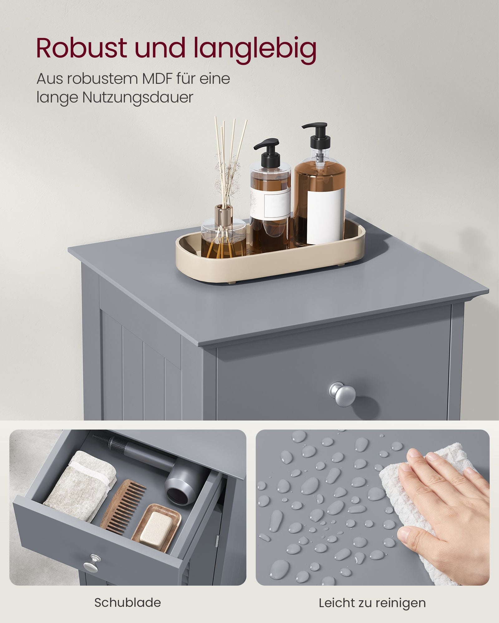 Bathroom furniture - narrow - with drawer and louvre door