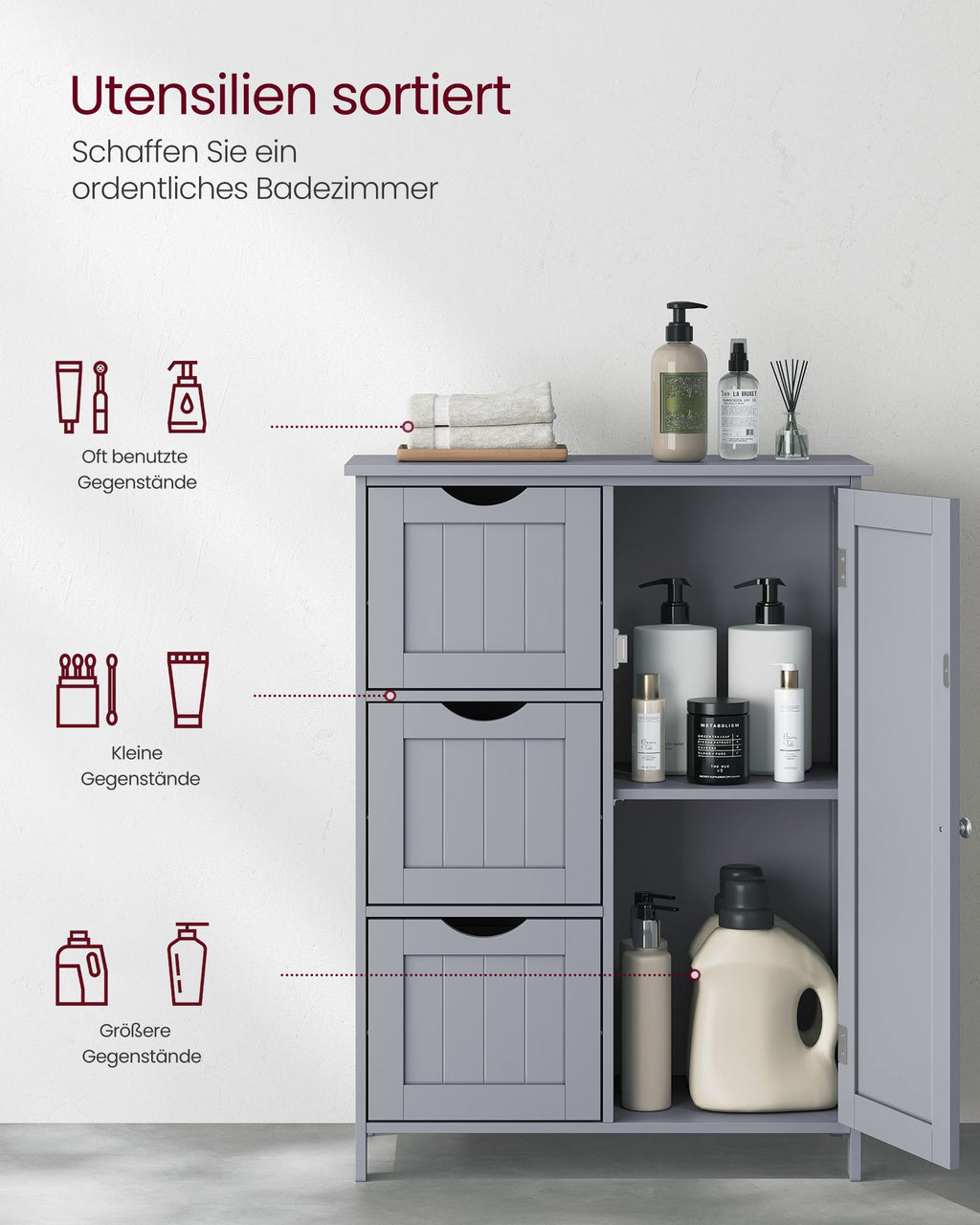 Bathroom furniture - With 3 drawers & cupboard door
