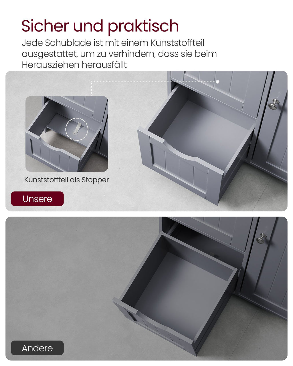 Bathroom furniture - With 3 drawers & cupboard door