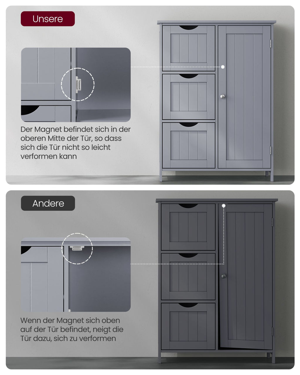 Bathroom furniture - With 3 drawers & cupboard door
