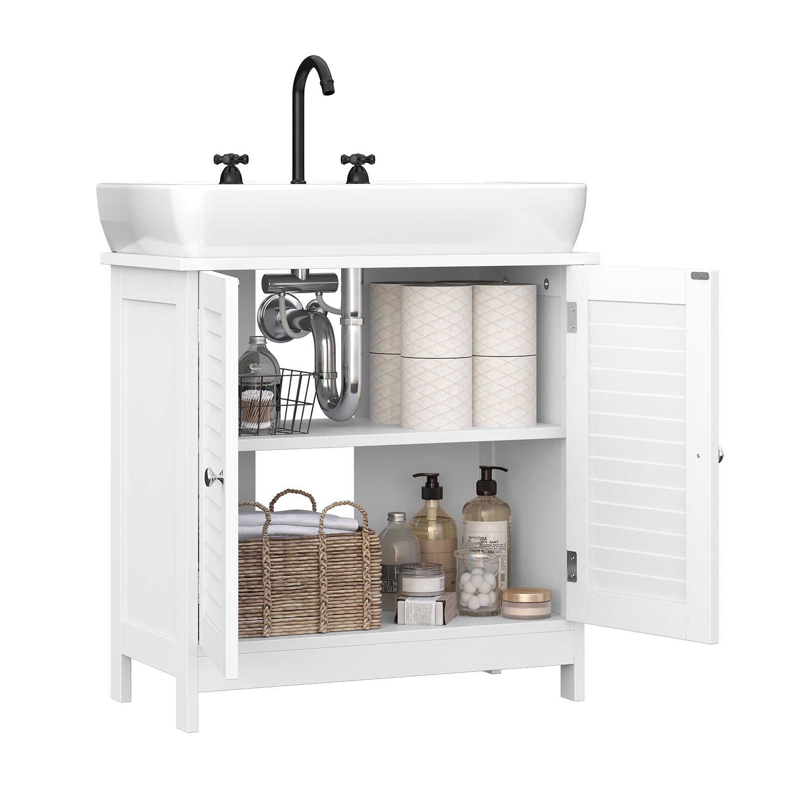 Washbasin undercase - Bathroom furniture - 60 x 30 x 60 cm - Scandinavian design - Matt white