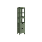 Bathroom cabinet - High cupboard with 2 drawers and 3 open compartments - 30 x 30 x 141.5 cm - White
