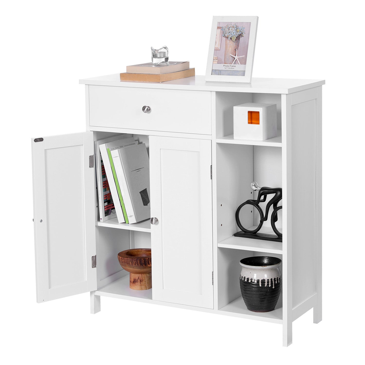 Bathroom cabinet - With 1 drawer - 3 shelves - Wood - White