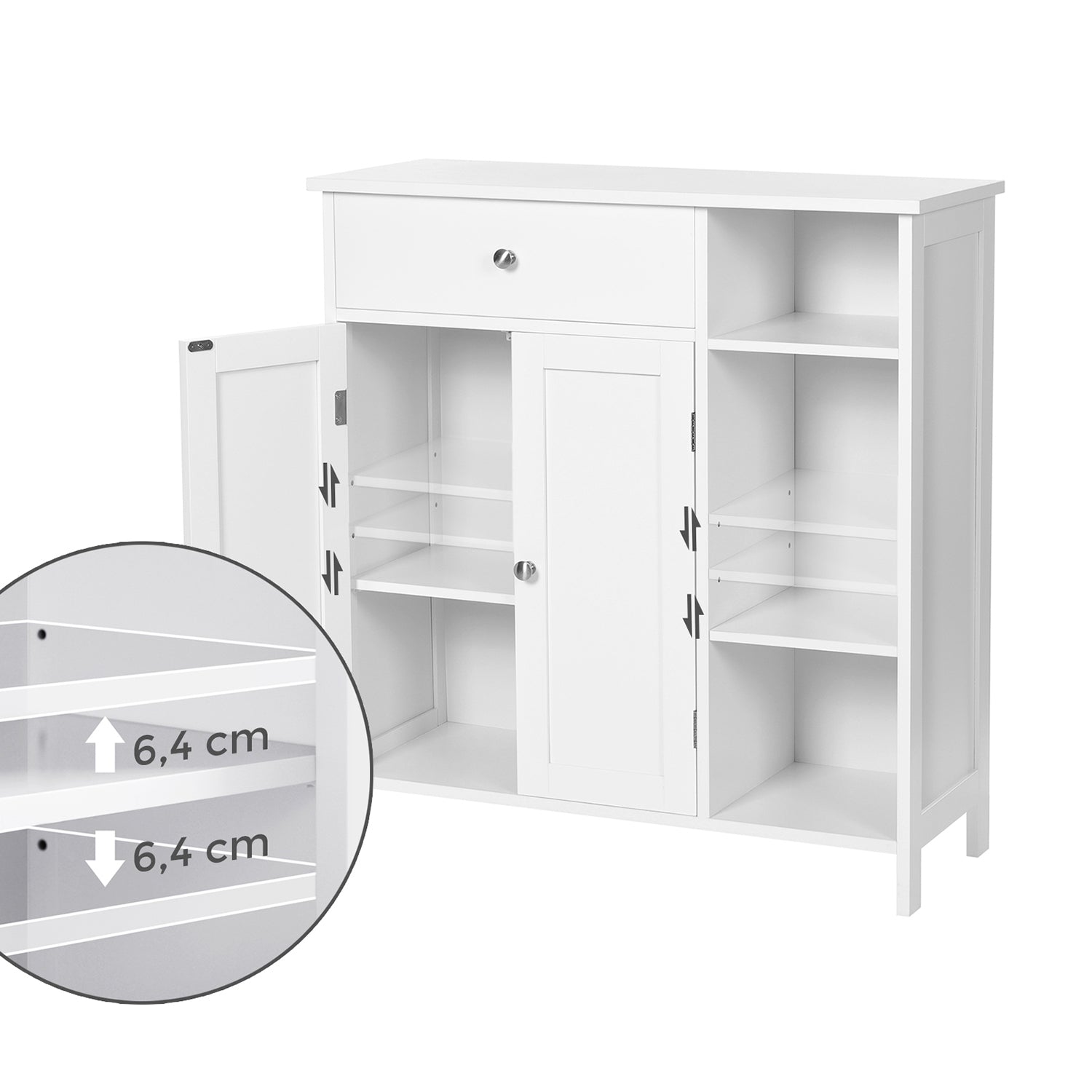 Bathroom cabinet - With 1 drawer - 3 shelves - Wood - White
