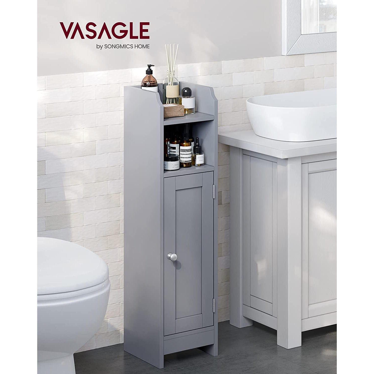 Bathroom cabinet - Beepercase - Two open compartments - Gray