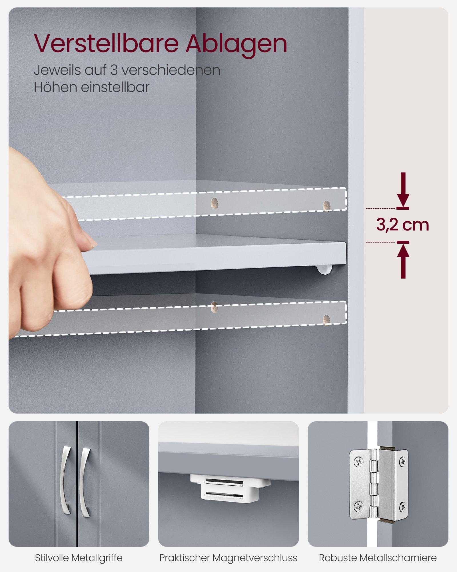 Bathroom Furniture - Wall Montage - With adjustable shelves