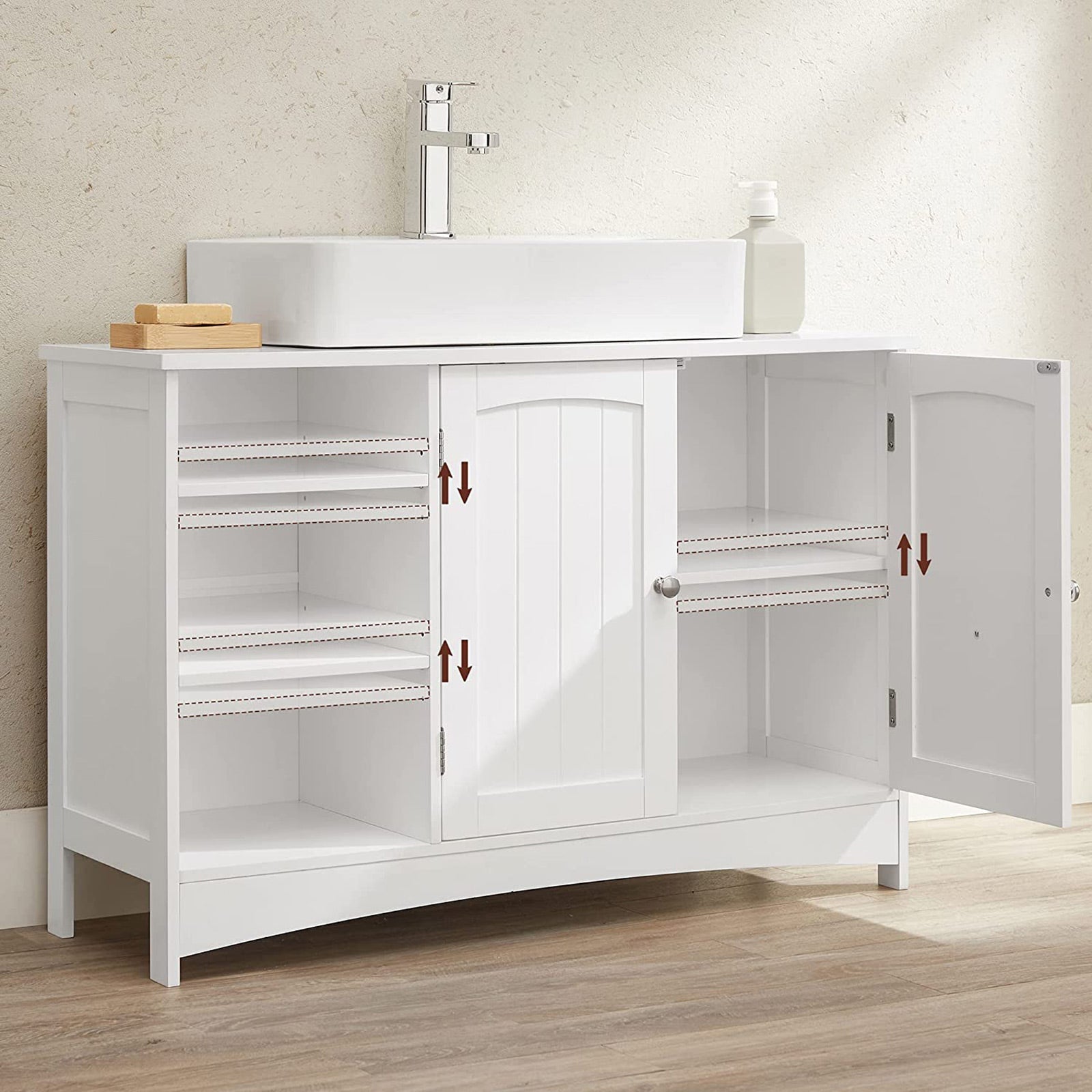 Washbasin furniture - Extra long base cabinet - Bathroom furniture - White