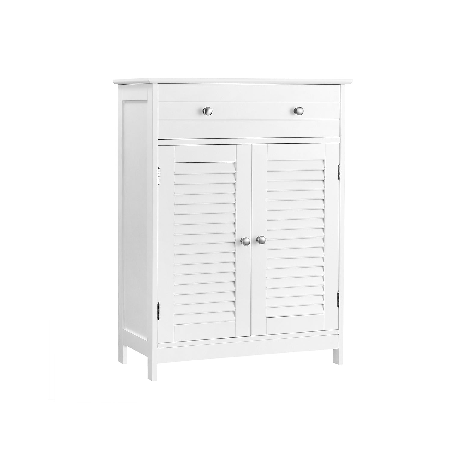 Bathroom cabinet - With 2 slat doors - With adjustable shelves - White