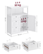 Bathroom furniture - 30 x 60 x 80 cm - with 3 drawers