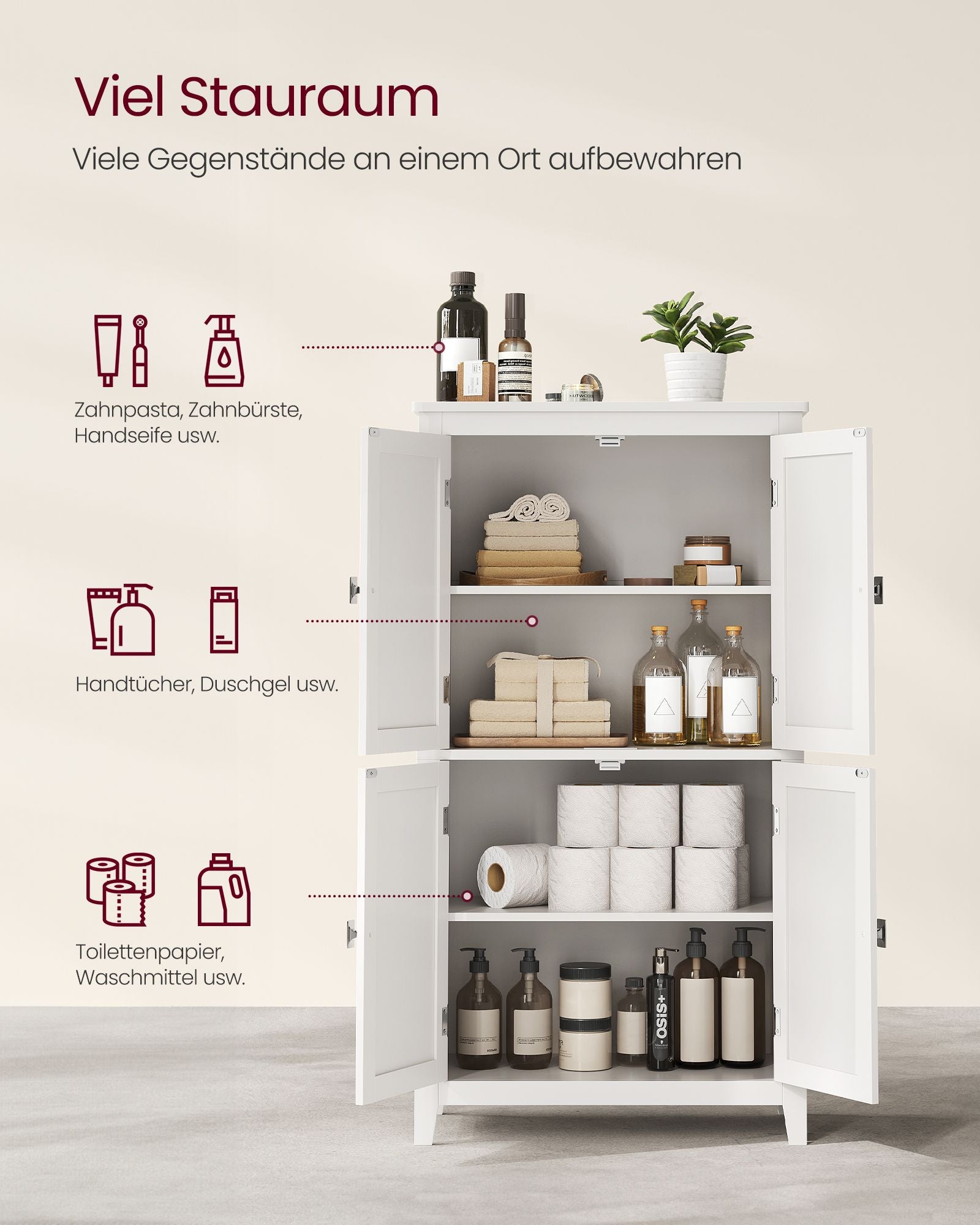 Bathroom furniture - With 4 doors - Classic White