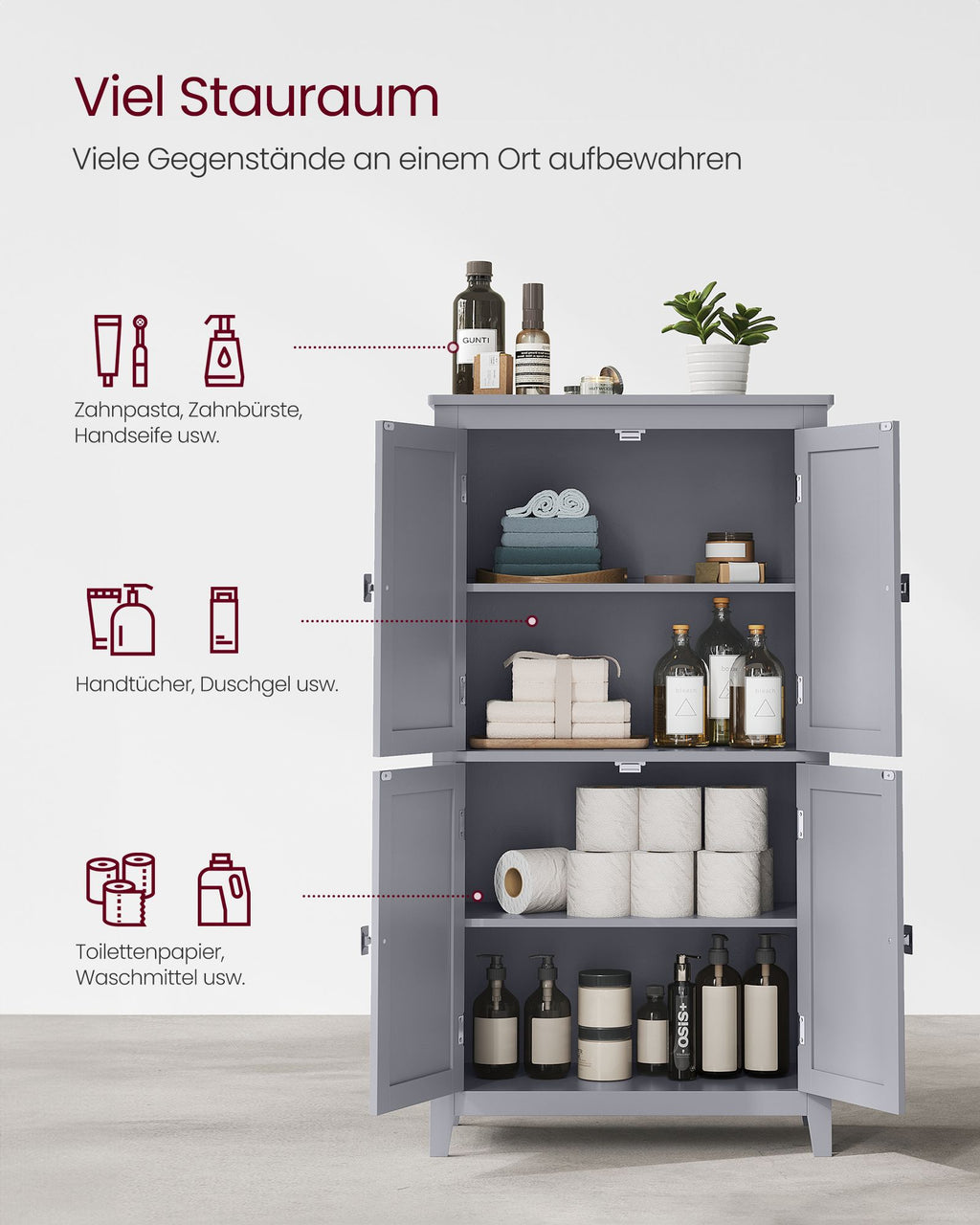 Kitchen cupboard - with 4 doors - adjustable shelves