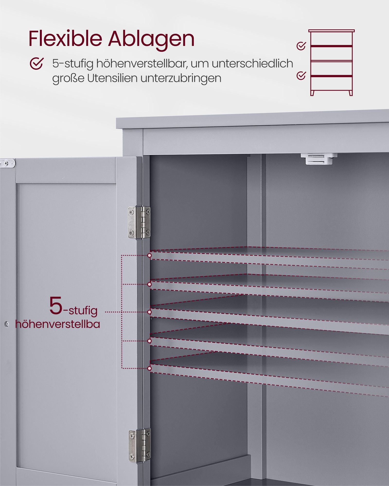 Kitchen cupboard - with 4 doors - adjustable shelves