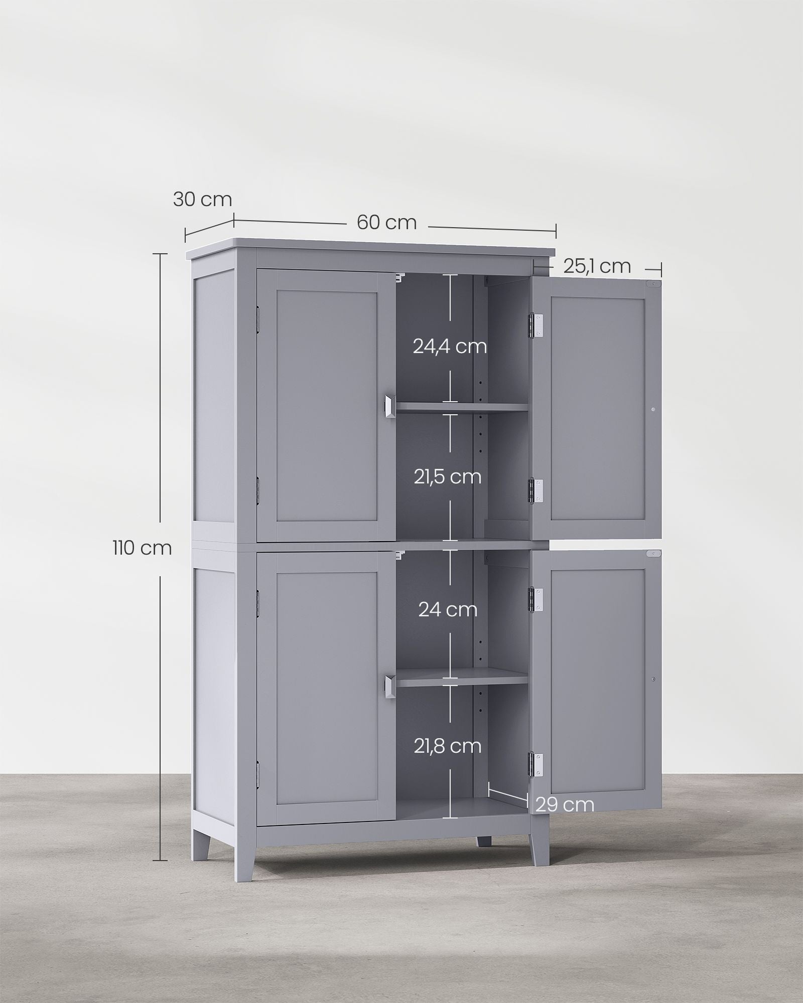 Kitchen cupboard - with 4 doors - adjustable shelves