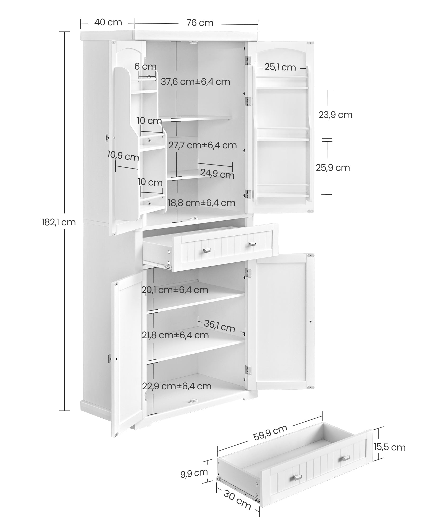 Kitchen cupboard - with shelves and drawers