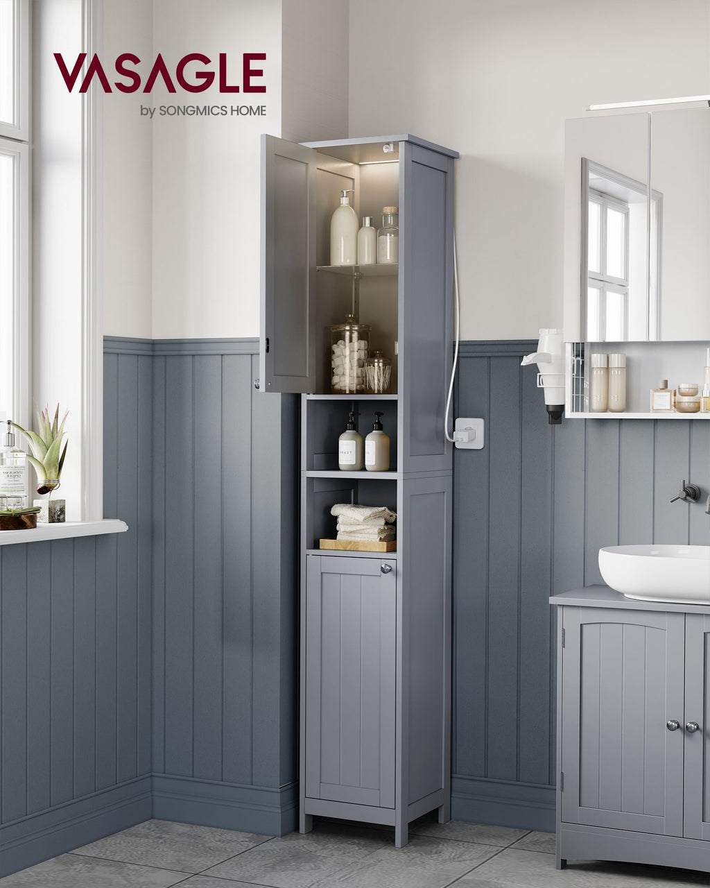 Bathroom furniture - with pigeon gray lighting