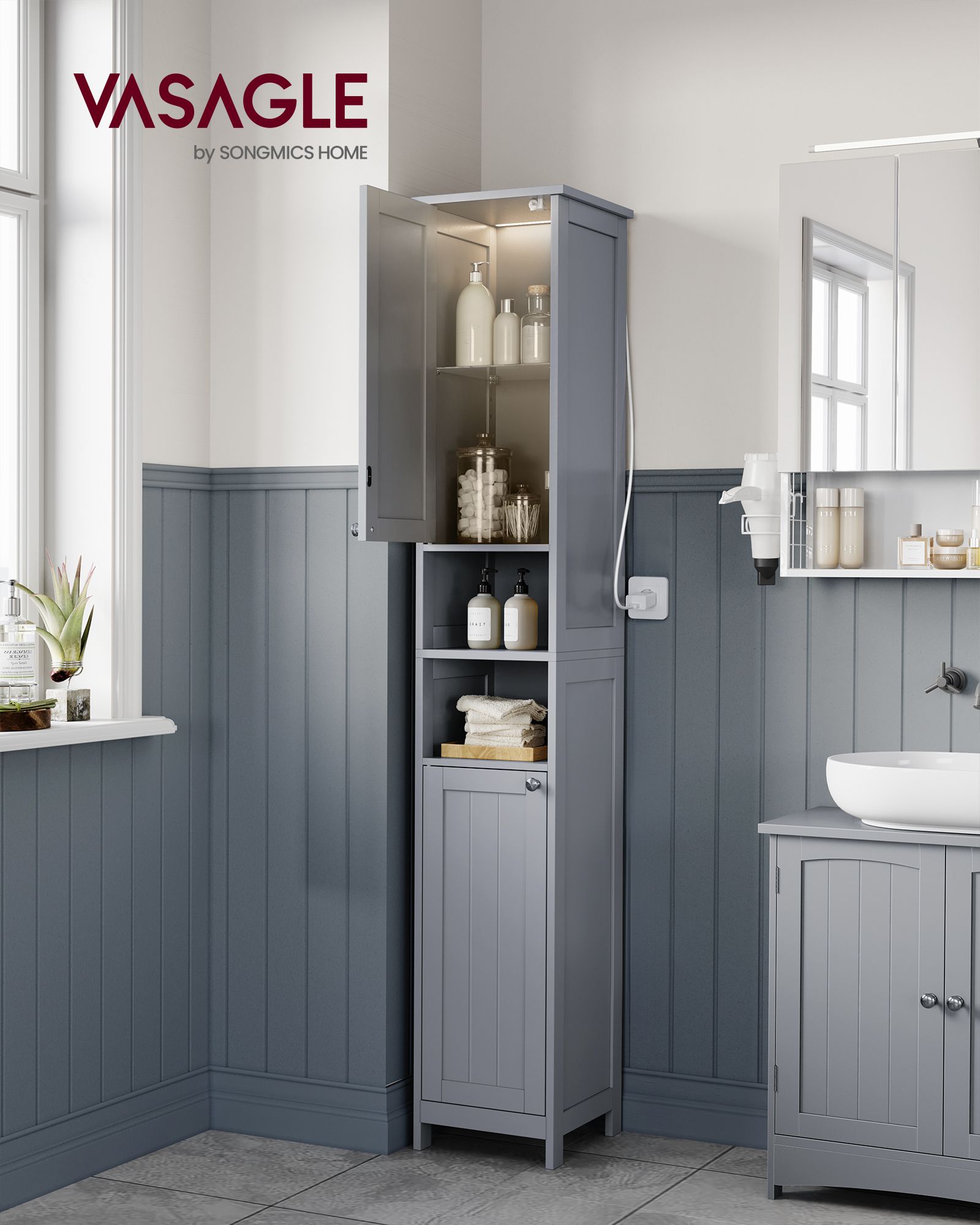 Bathroom furniture - with pigeon gray lighting