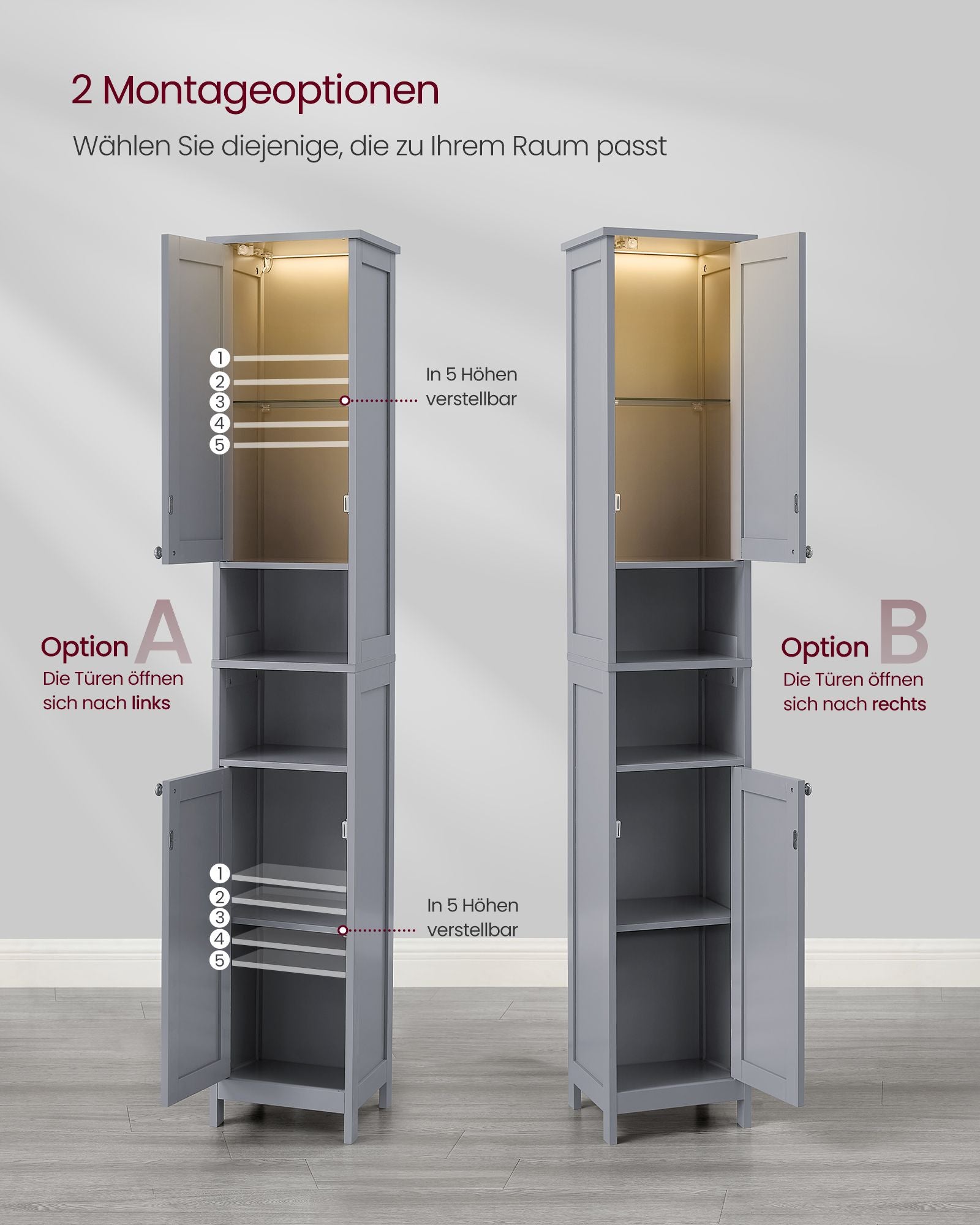 Bathroom furniture - with pigeon gray lighting